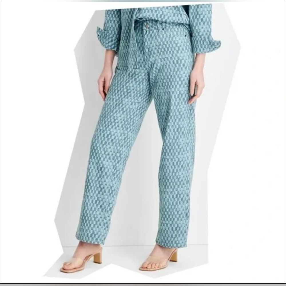 NWT FUTURE COLLECTIVE‎ Straight Leg Checkered Denim Pant - Size 8
